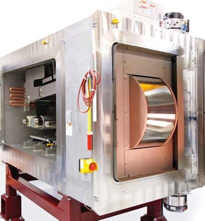 Kleine Rolle-zu-Rolle Beschichtungsanlage mit offener Prozesskammer