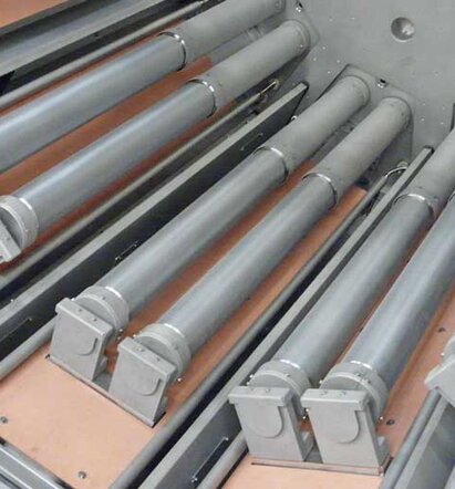 Innenraum einer Prozesskammer in einer Rolle-zu-Rolle Anlage